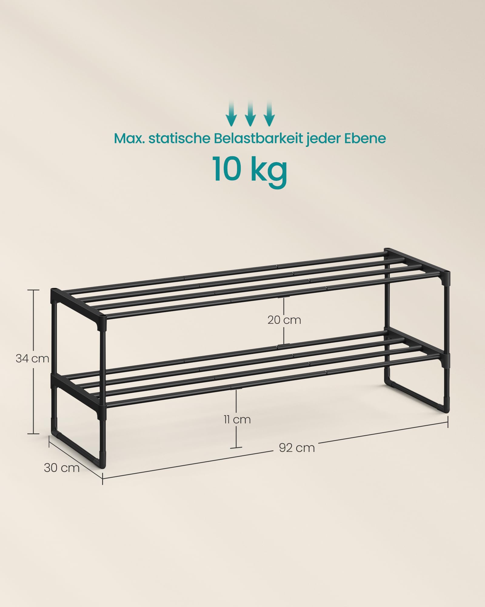 songmics-schuhregal-lsa12bkv2-2-ebenen-metall-30-x-92-x-34-cm-schwarz image 3