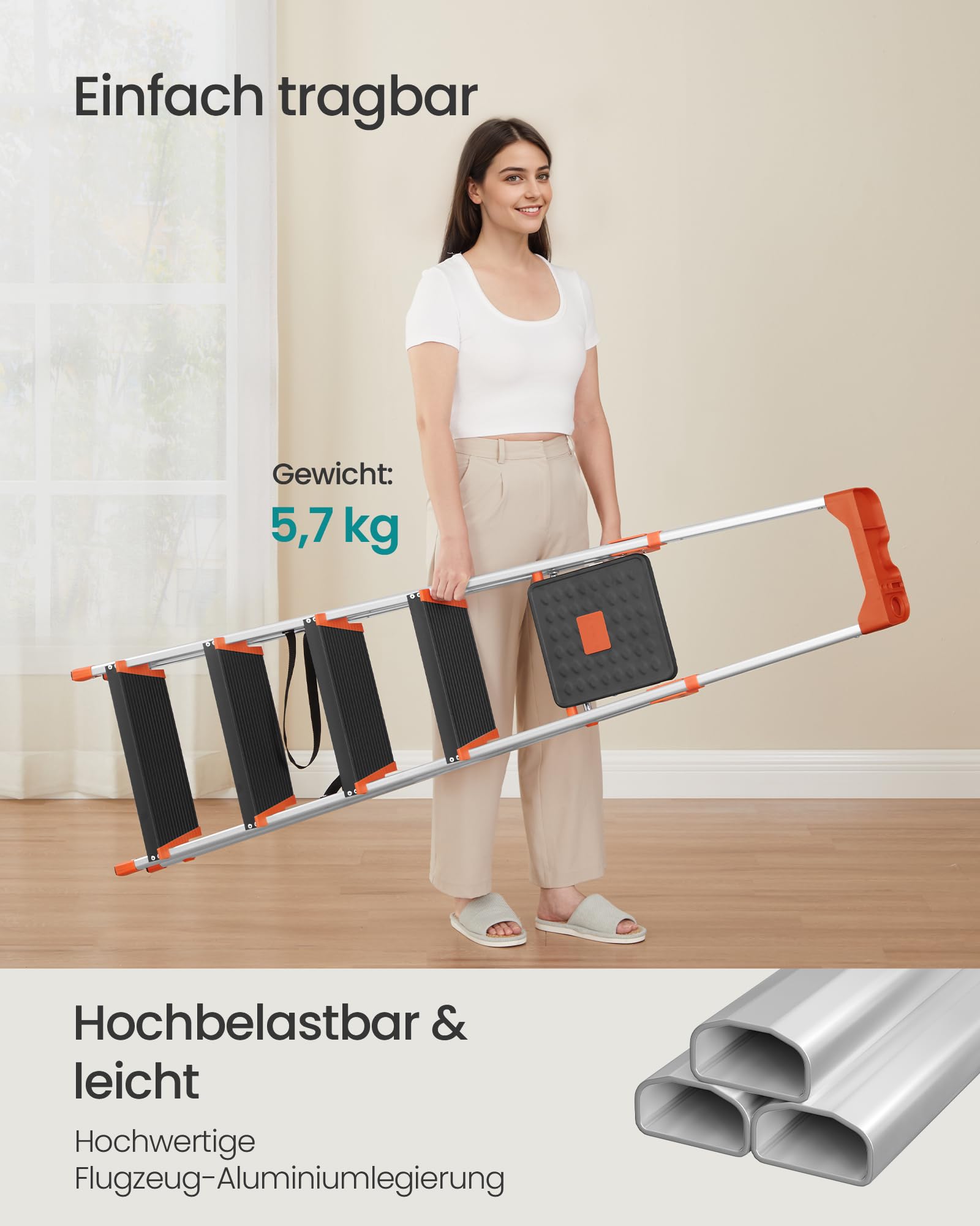 songmics-leiter-5-stufen-glt05bk-alu-schwarz-orange-150-kg image 7