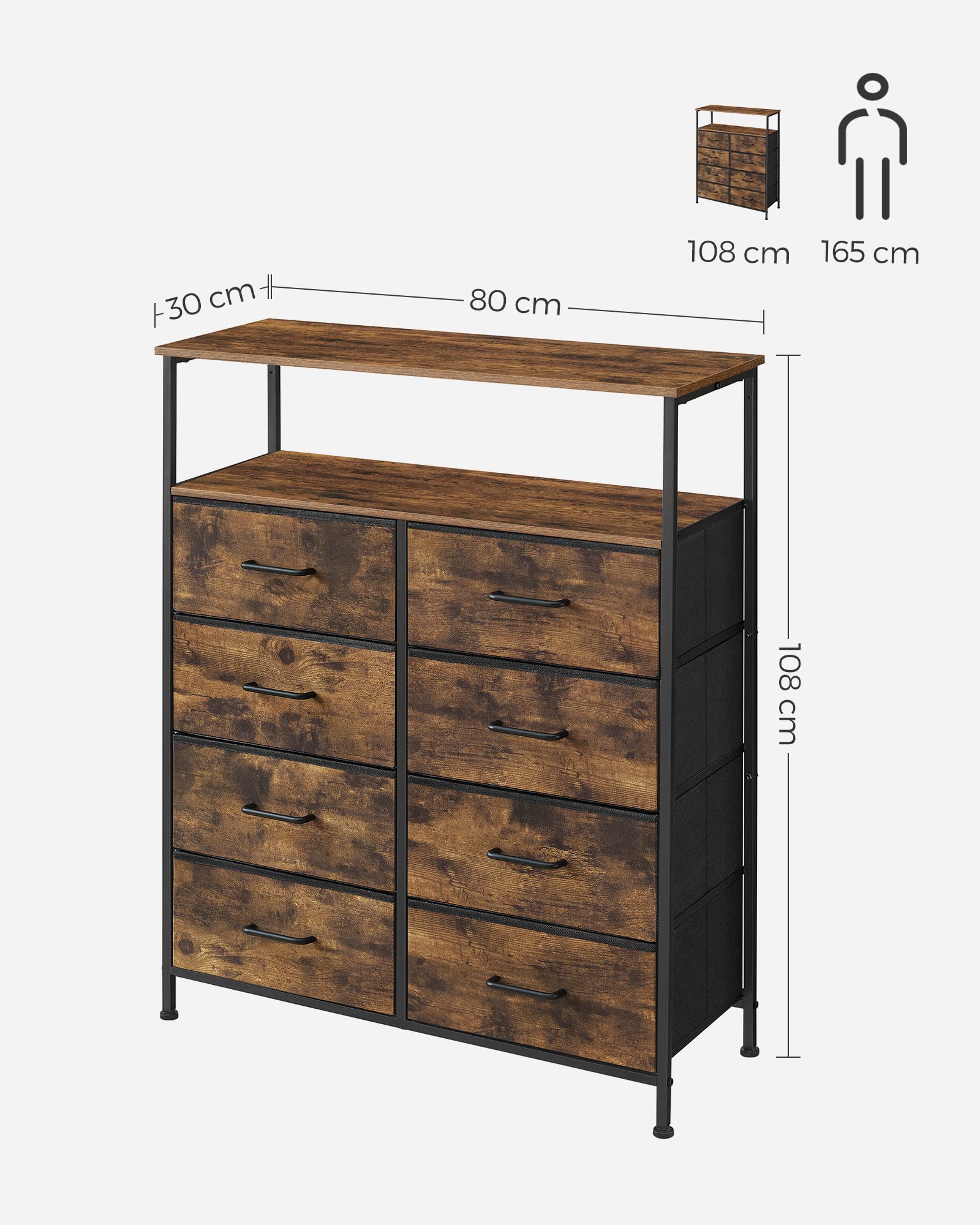 songmics-kommode-8-stoffschubladen-vintagebraun-schwarz-lts224b01 image 3