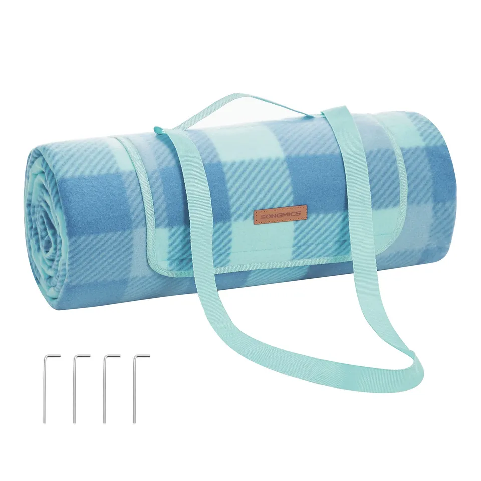 songmics-picknickdecke-gcm011q02-200-x-200-cm-wasserdicht-faltbar-gr-n-blau image 1