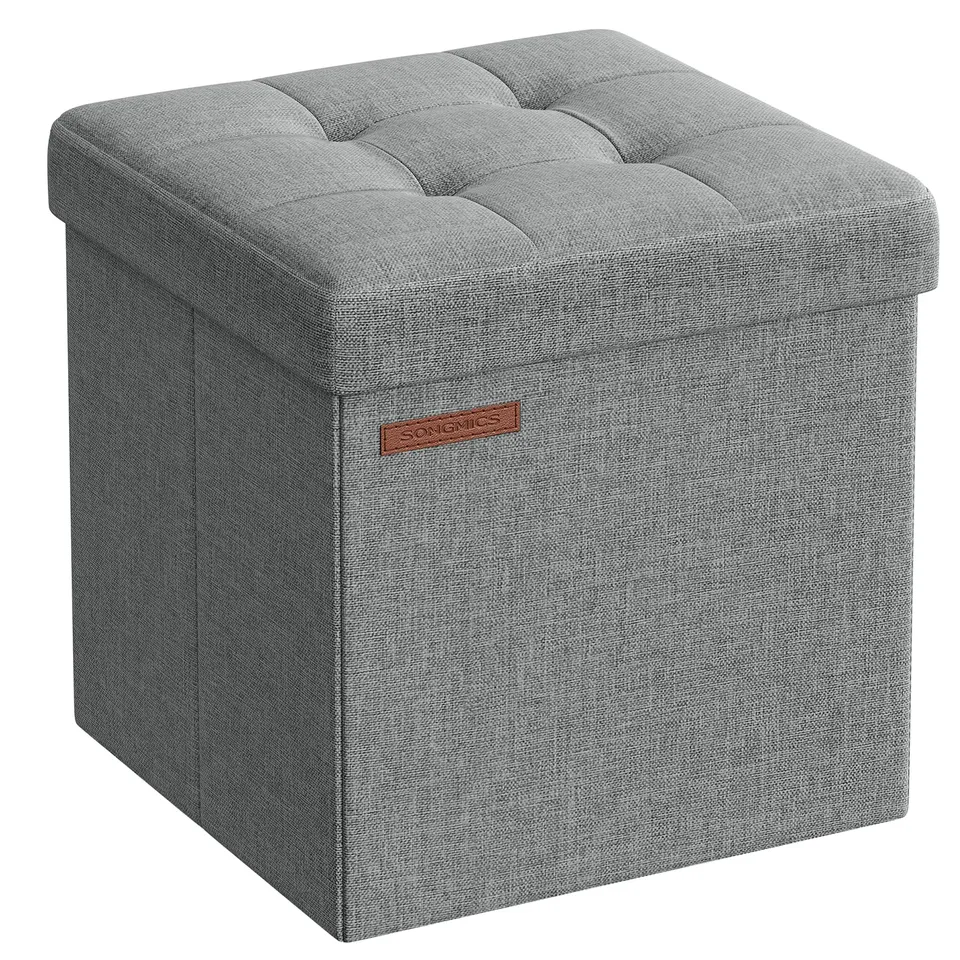 songmics-aufbewahrungshocker-lsf028g02-faltbarer-sitzw-rfel-30x30x30-cm-hellgrau image 1