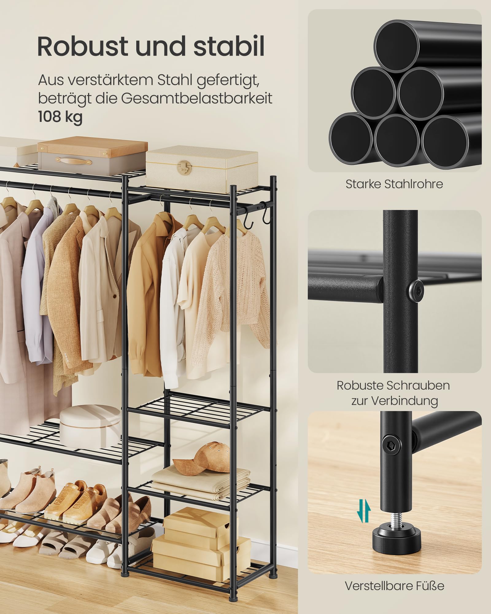 songmics-kleiderst-nder-offener-kleiderschrank-lgr010bz01-schwarz-mit-7-ablagen image 4