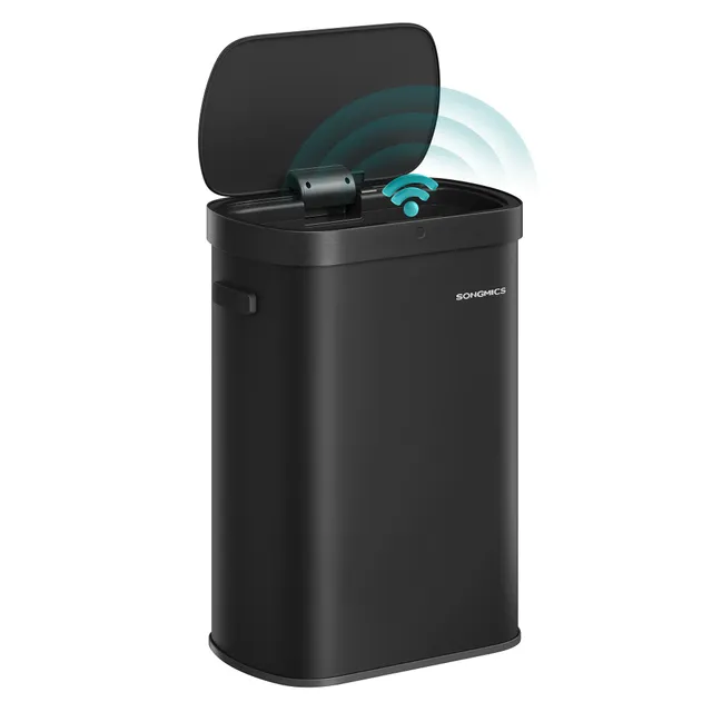 songmics-m-lleimer-mit-sensor-ltb640b02-50-l-stahl-tintenschwarz-inkl-15-beutel image 1