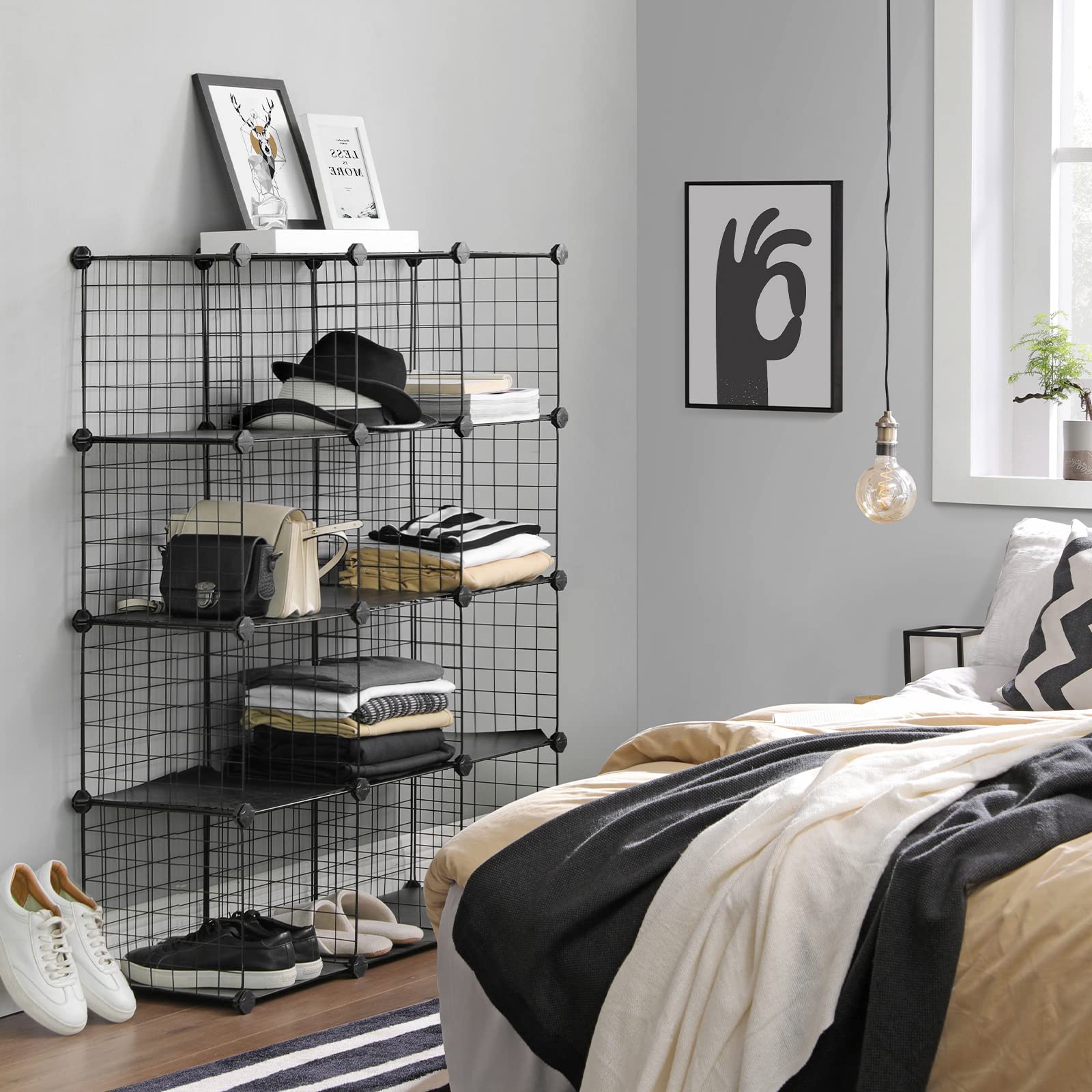 songmics-steckregal-lpi34h-w-rfelregal-12-w-rfel-31-x-93-x-123-cm-schwarz image 4