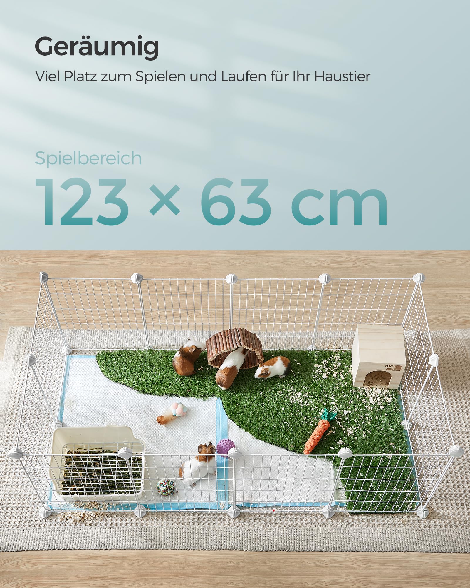 songmics-freilauf-diy-kleintiergehege-lpi001w01-metallgitter-123-x-63-x-41-cm-we image 5