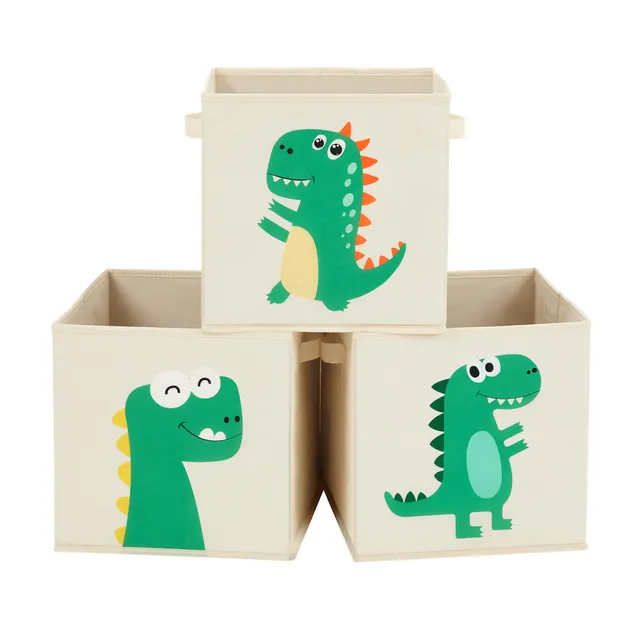 songmics-aufbewahrungsboxen-rfb704w03-3er-set-30-x-30-x-30-cm-dinosaurier-beige image 1