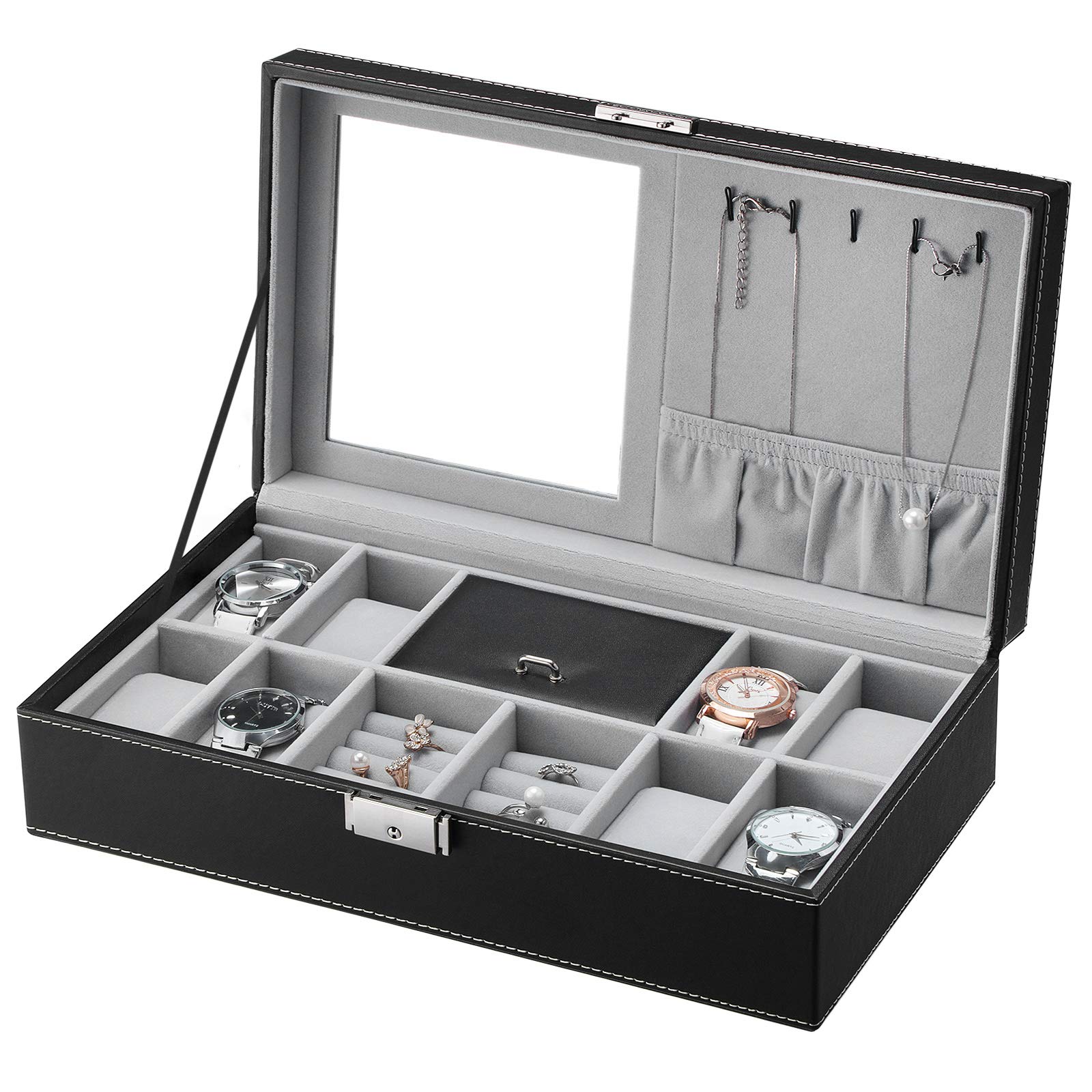 songmics-uhrenkoffer-jwb41b-uhrenbox-f-r-8-uhren-mit-spiegel-schwarz image 5
