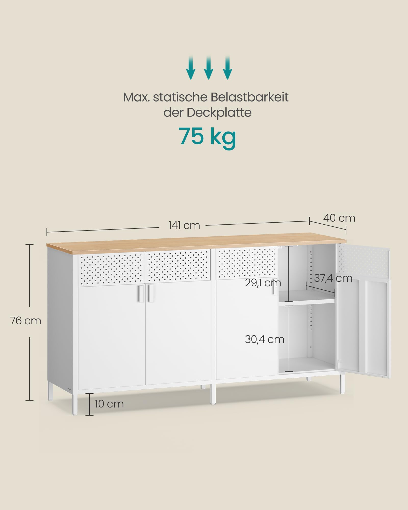 songmics-aufbewahrungsschrank-lsc205wc01-wolkenwei-eichenbeige-metallschrank-4-t image 3