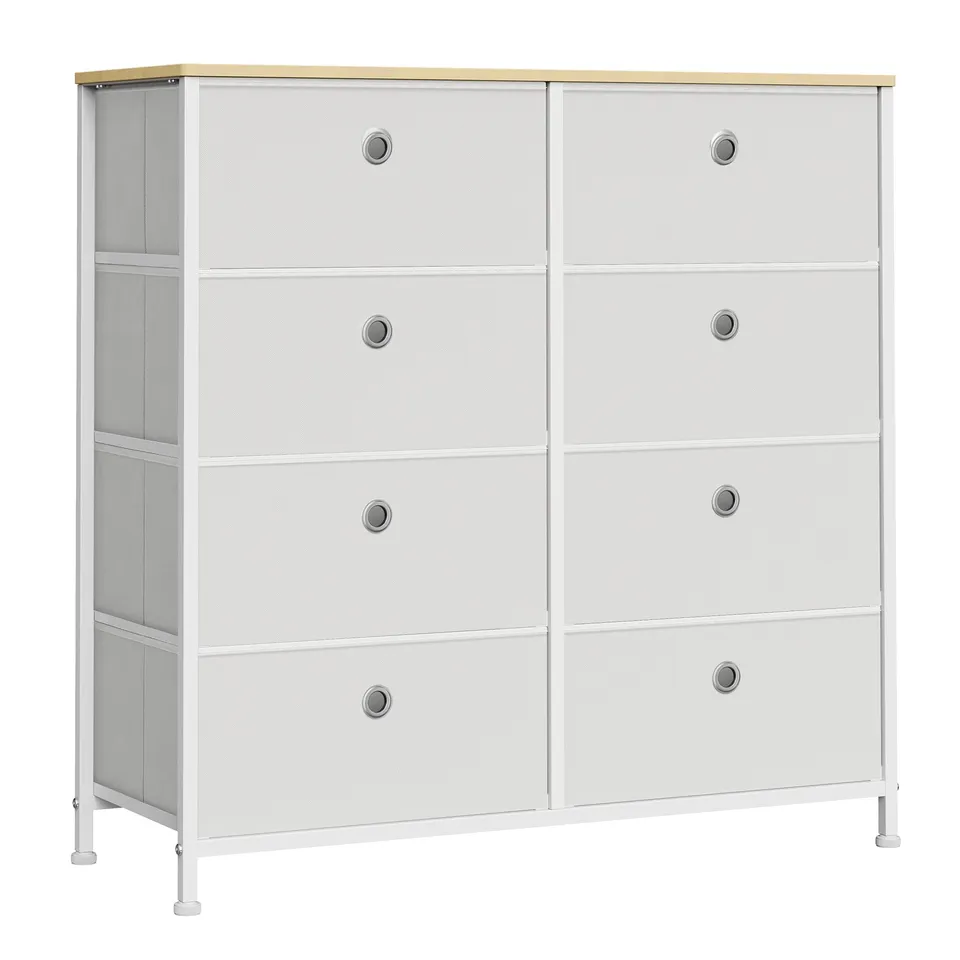 songmics-kommode-lts024w57-8-stoffschubladen-metallrahmen-cremewei-eiche image 1