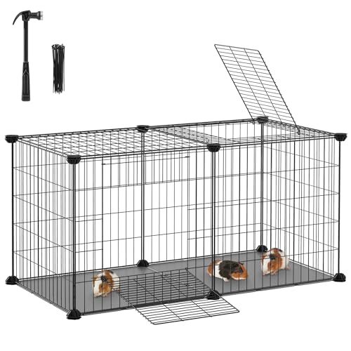 songmics-kleintierk-fig-l-laufstall-82-x-41-x-41-cm-mit-dach-und-boden-schwarz-l image 8