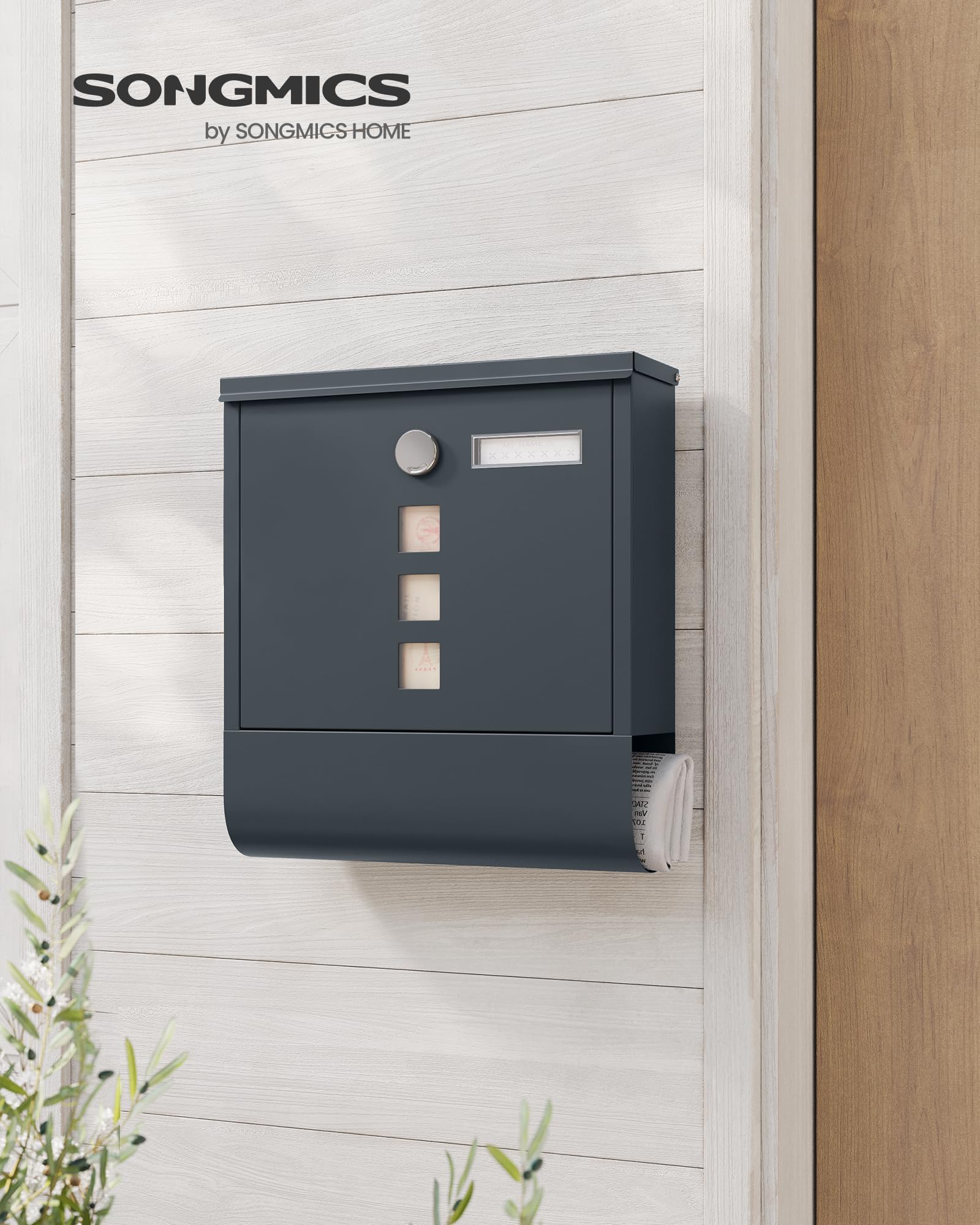 songmics-gmb20ag-wandbriefkasten-mit-zeitungsfach-anthrazitgrau image 2