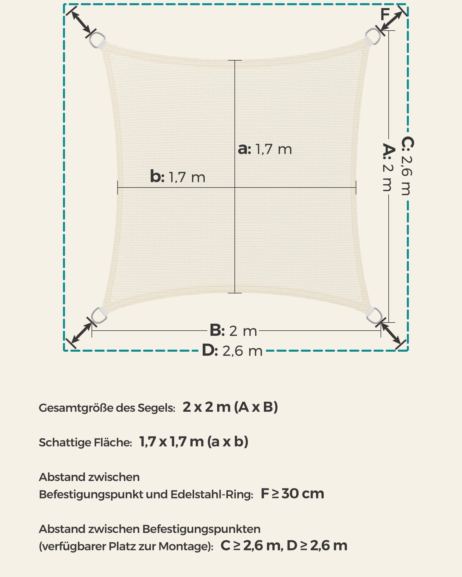 songmics-sonnensegel-quadratisch-2-x-2-m-hdpe-beige-gss22iv image 6