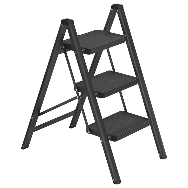 songmics-trittleiter-klappbar-3-stufen-stahl-schwarz-150-kg-gsl103bz01 image 1