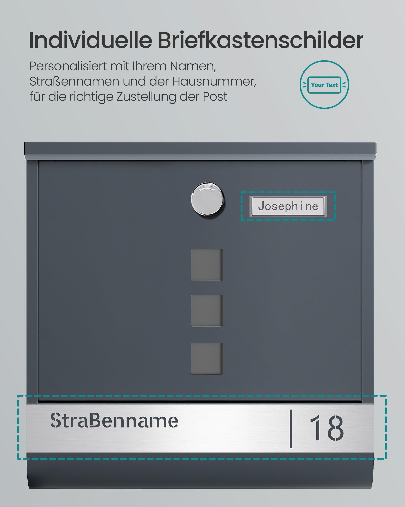 songmics-briefkasten-personalisiert-mit-namensschild-und-schloss image 5