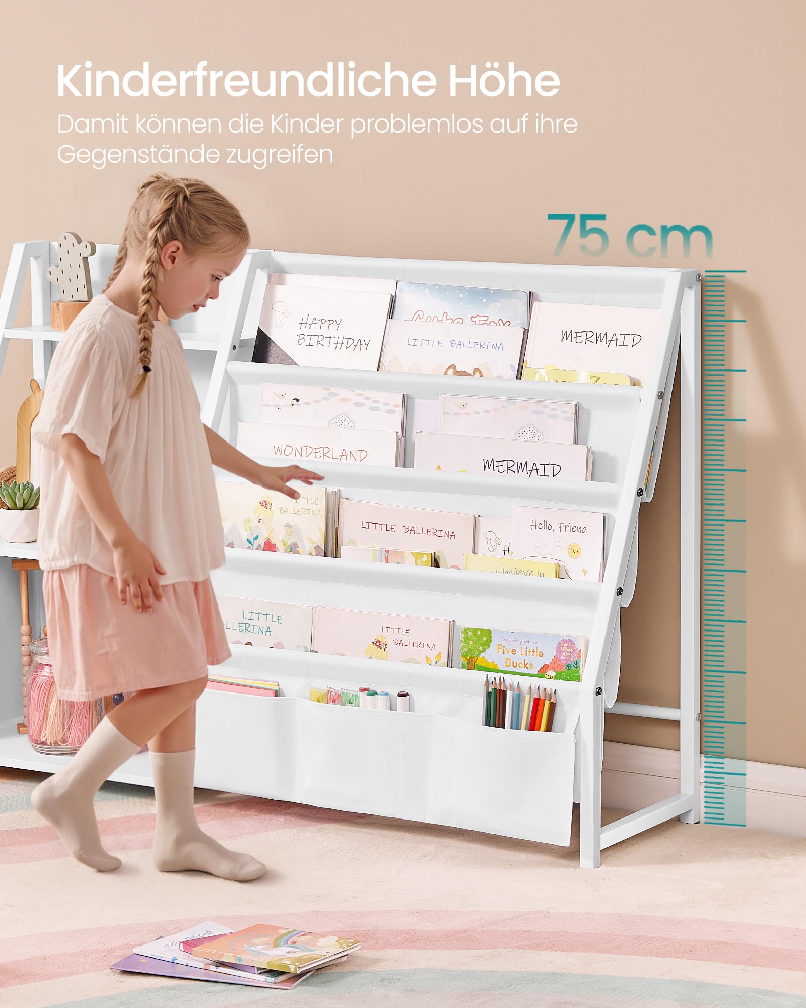 songmics-kinder-b-cherregal-mit-seitentasche-75-cm-hoch-wei image 6