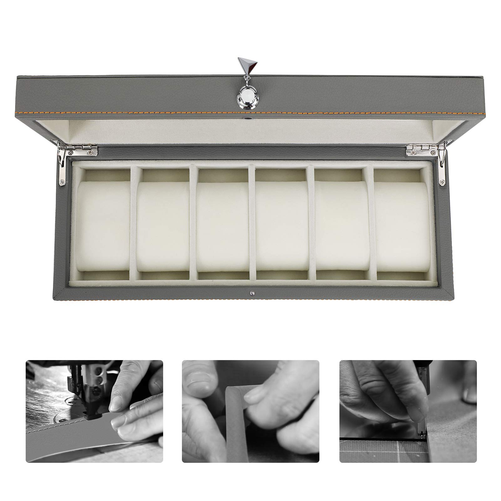 songmics-uhrenbox-jwb013gy-uhrenkasten-f-r-6-uhren-grau image 4