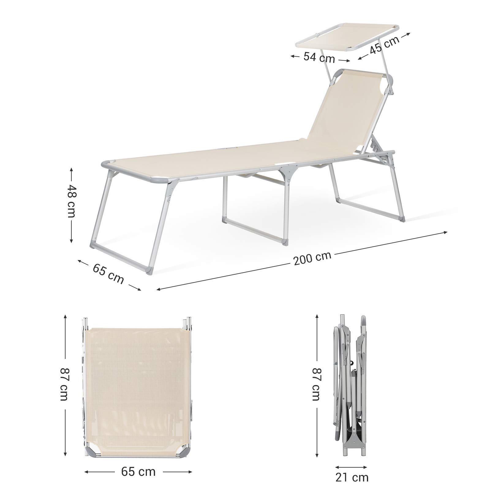 songmics-sonnenliege-gcb26be-mit-dach-65-x-200-x-48-cm-beige-bis-150-kg image 3