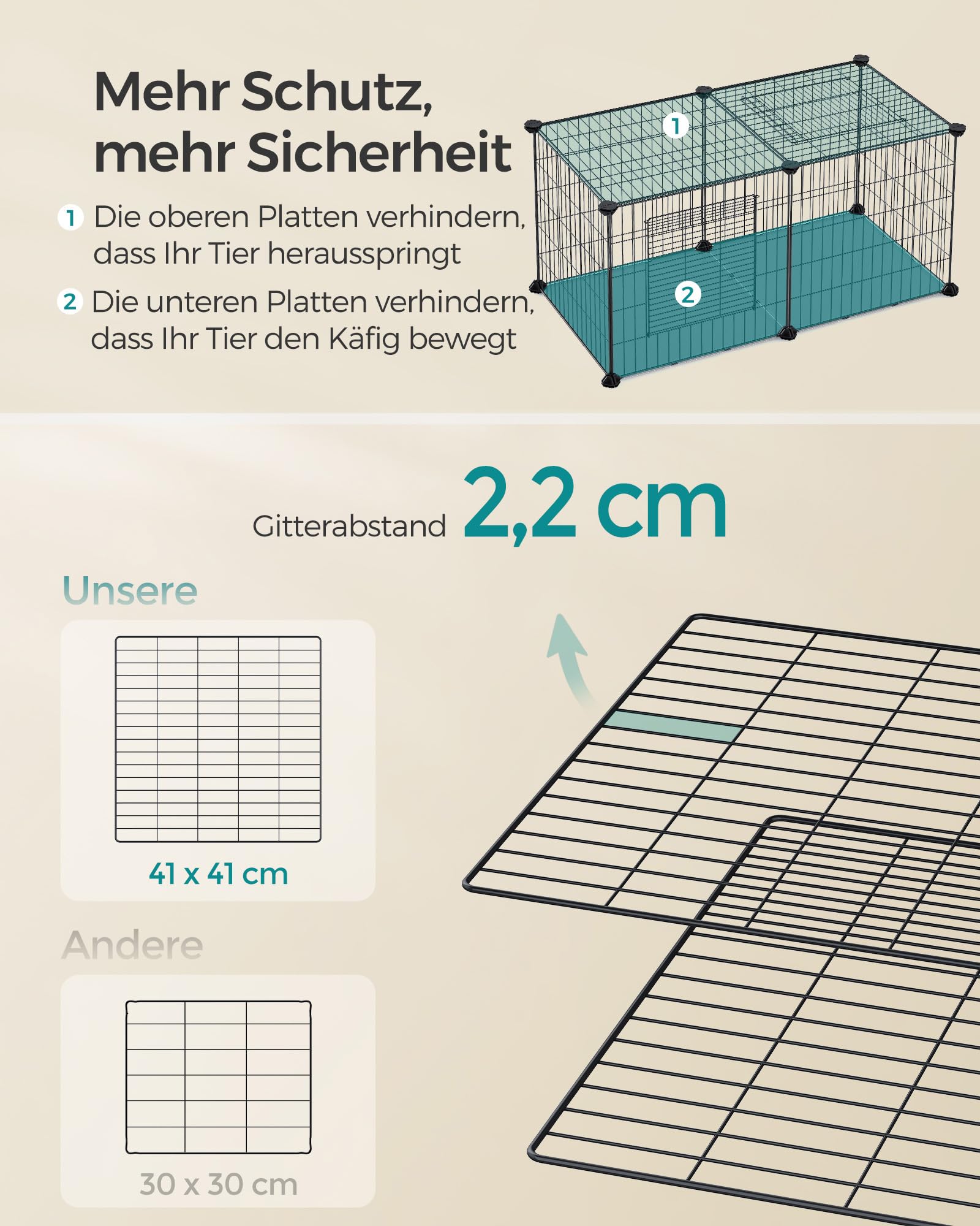 songmics-kleintierk-fig-l-laufstall-82-x-41-x-41-cm-mit-dach-und-boden-schwarz-l image 4