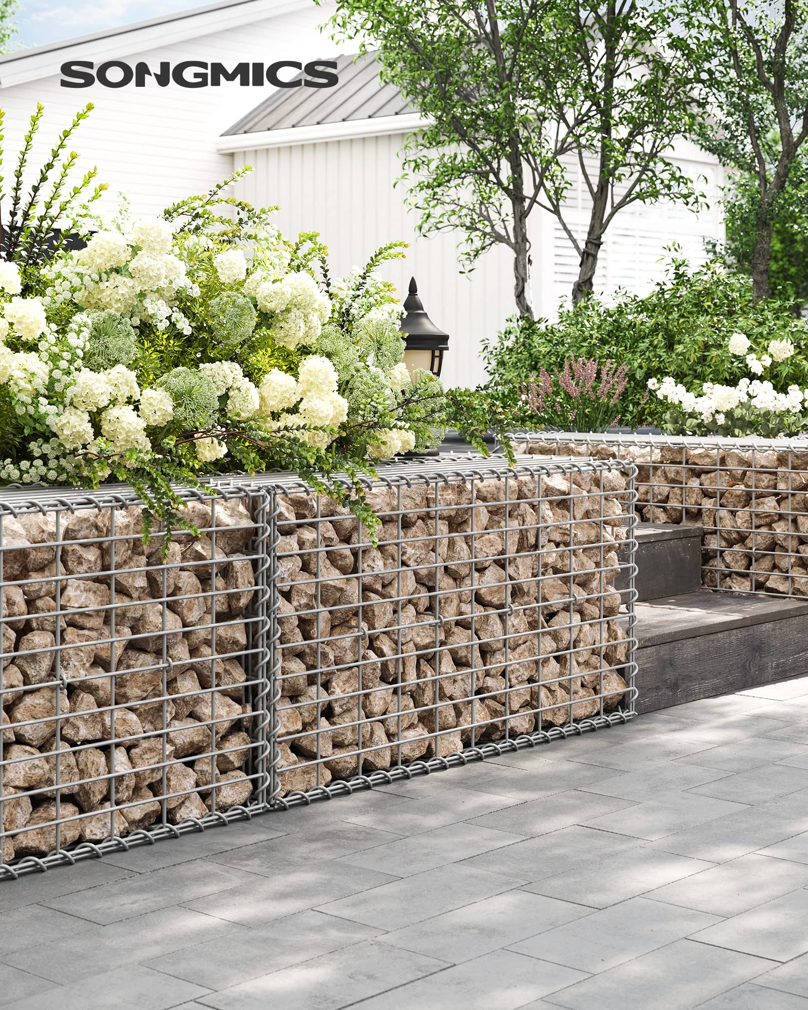 songmics-gabionenkorb-ggb153-100x50x30-cm-steinkorb-verzinkt-4-mm-silber image 2