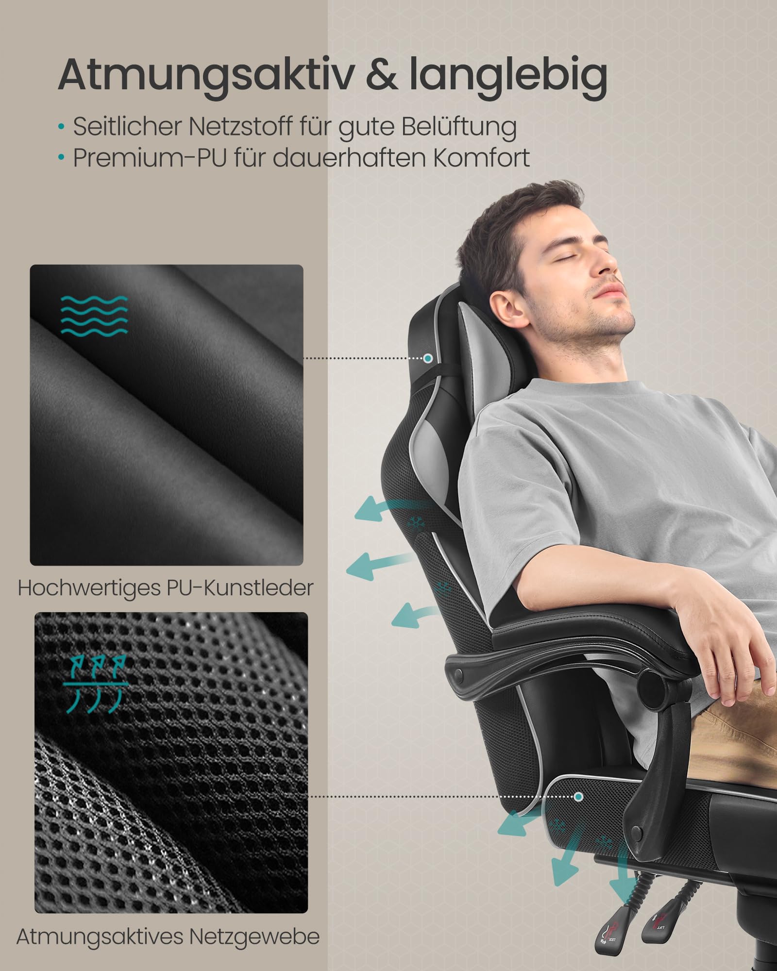 songmics-gaming-stuhl-b-rostuhl-mit-fu-st-tze-bis-150-kg-tintenschwarz-taubengra image 8
