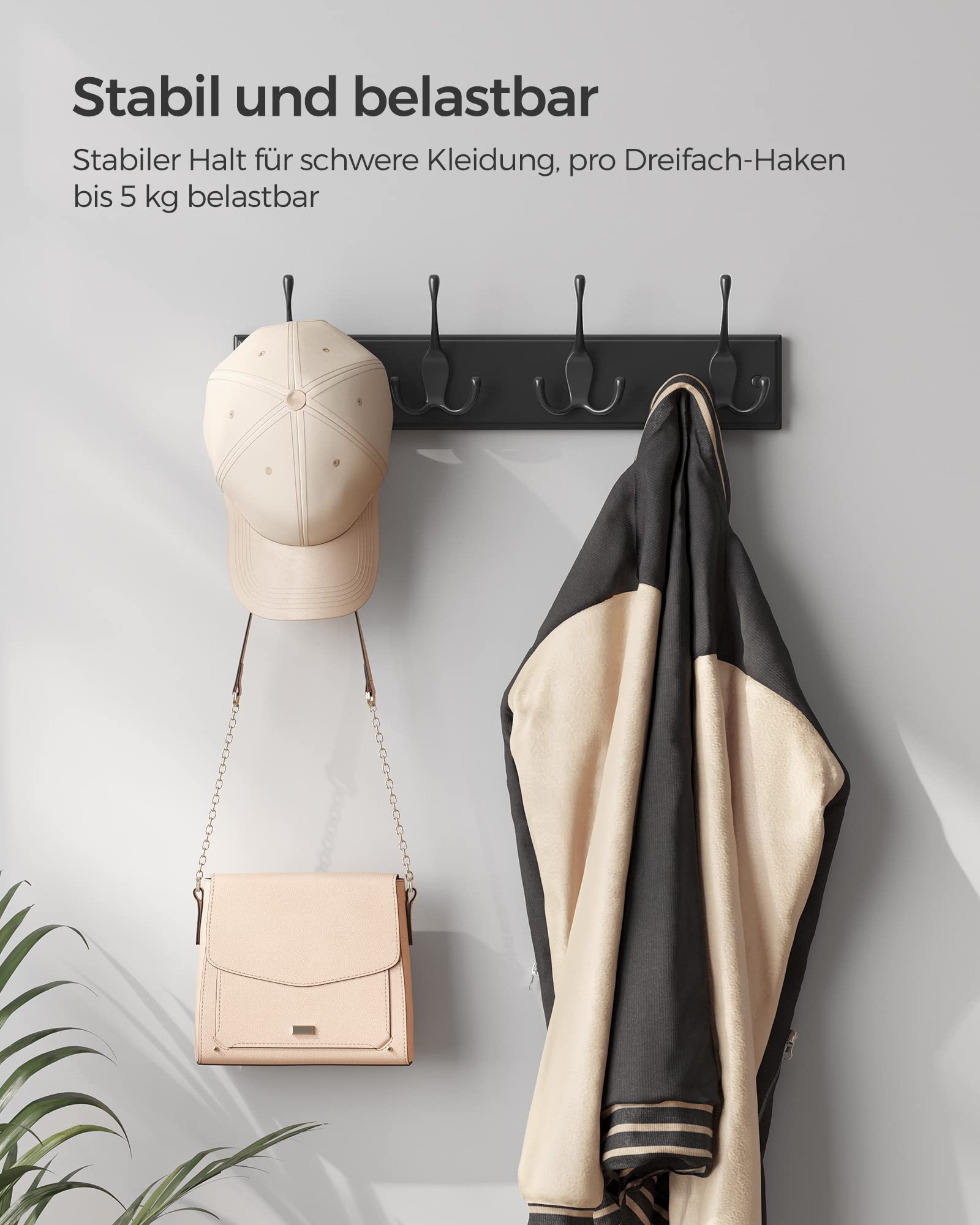 songmics-garderobenleiste-mit-4-dreifach-haken-schwarz-lhr030b01 image 5