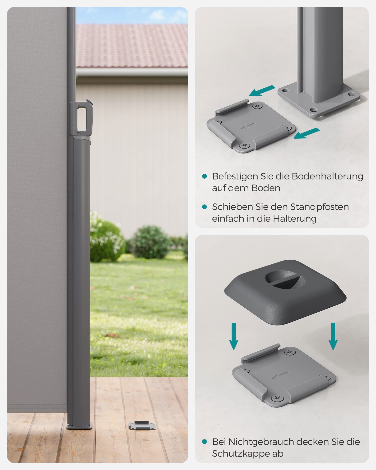 songmics-bodenhalterung-gsa004-f-r-seitenmarkisen-pfosten-metall-grau-mit-deckel image 3