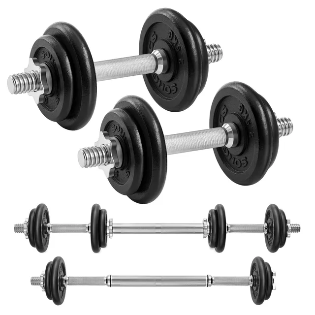 songmics-2-in-1-hantelset-gusseisen-verstellbar-20-kg-mit-langhantelstange image 1