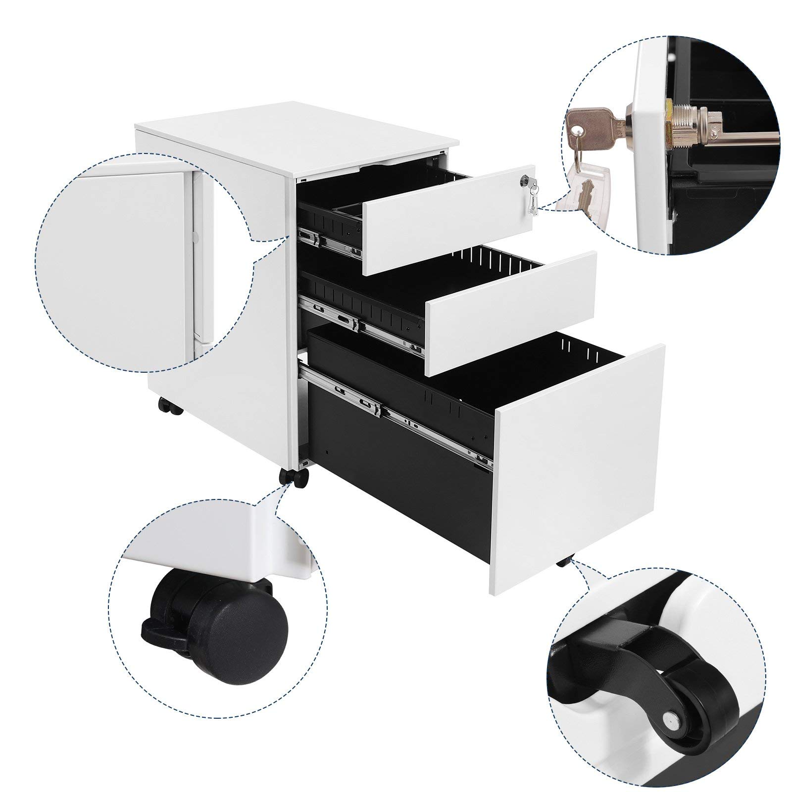 songmics-ofc60wt-rollcontainer-3-schubladen-wei-52x39x60-cm-abschlie-bar image 8