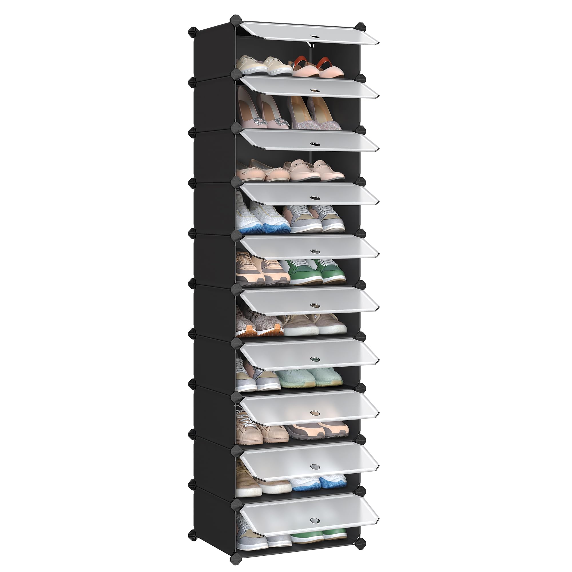 songmics-schuhregal-mit-t-r-10-f-cher-pp-31-x-43-x-173-cm-schwarz-lpc10hv1 image 1