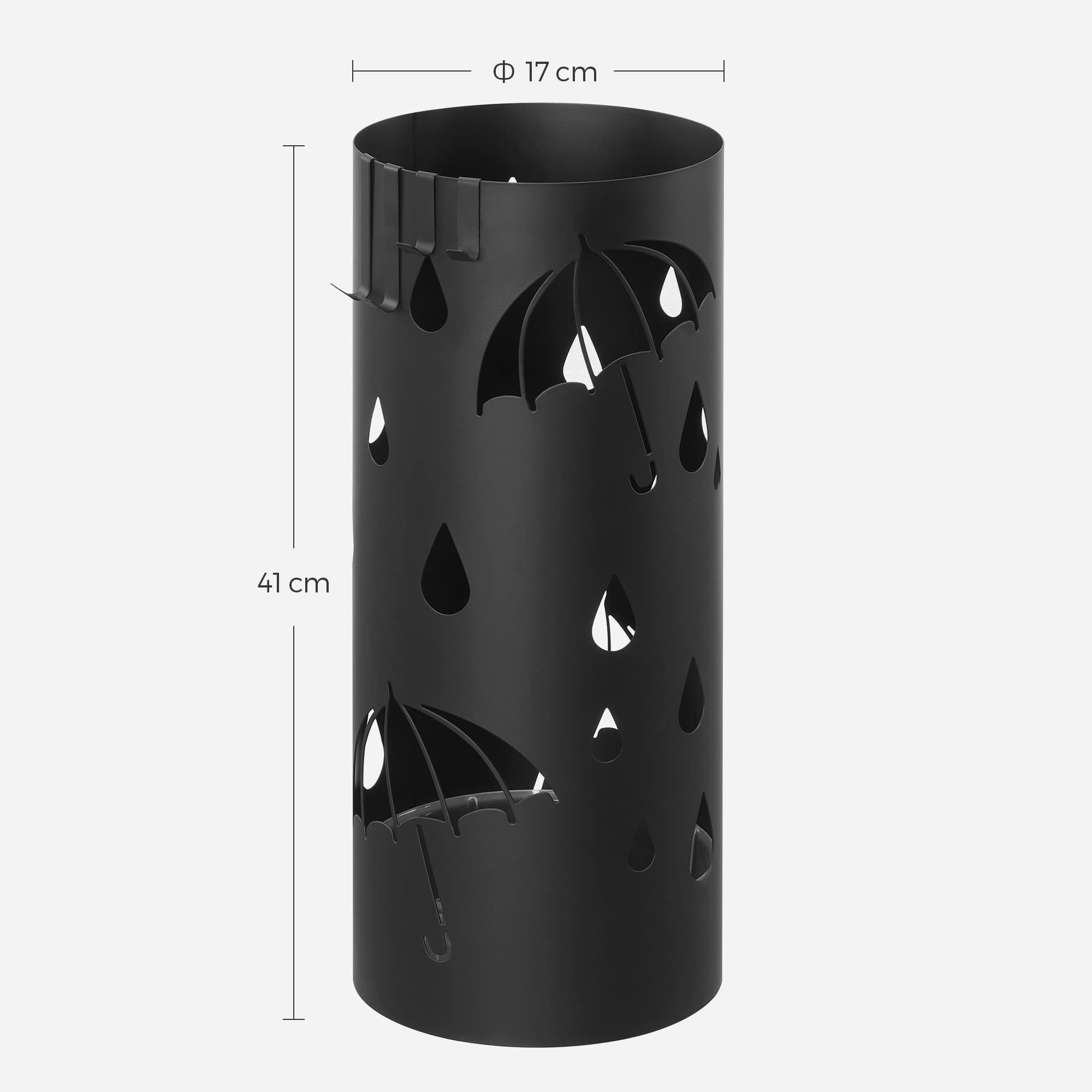 songmics-regenschirmst-nder-aus-metall-17-x-41-cm-mit-tropfschale-und-4-haken image 5