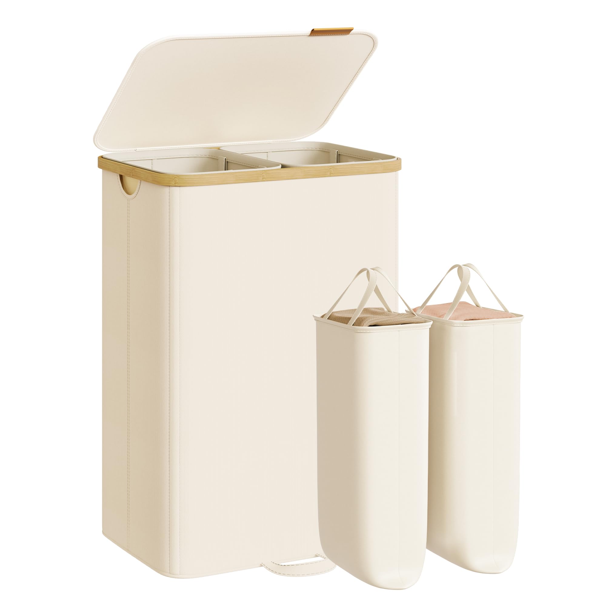 songmics-w-schekorb-mit-deckel-150-l-2-f-cher-bambusrahmen image 1