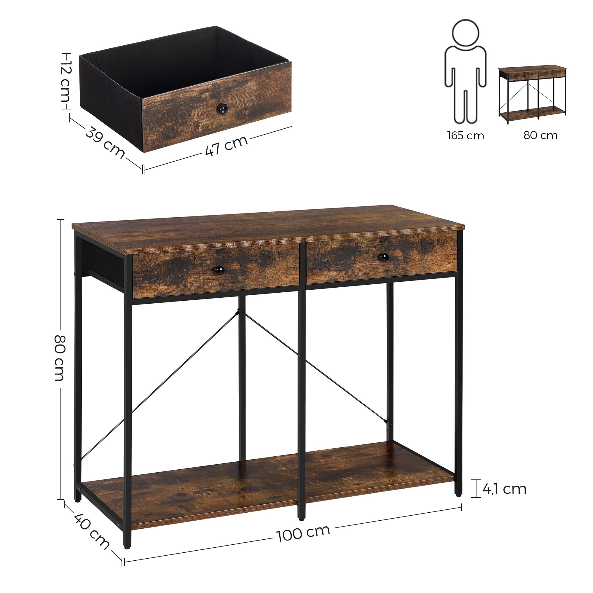 songmics-konsolentisch-flurtisch-industrie-mit-stoffschubladen-lgs022b01 image 3