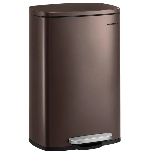 songmics-k-chenabfalleimer-50-l-treteimer-stahl-braun-ltb50br02 image 1