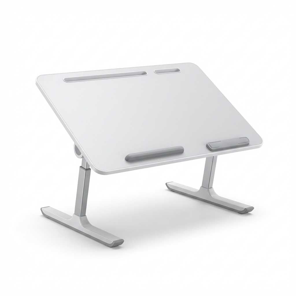 songmics-laptoptisch-betttisch-aus-aluminiumlegierung-60x40x25cm-mit-schublade image 1