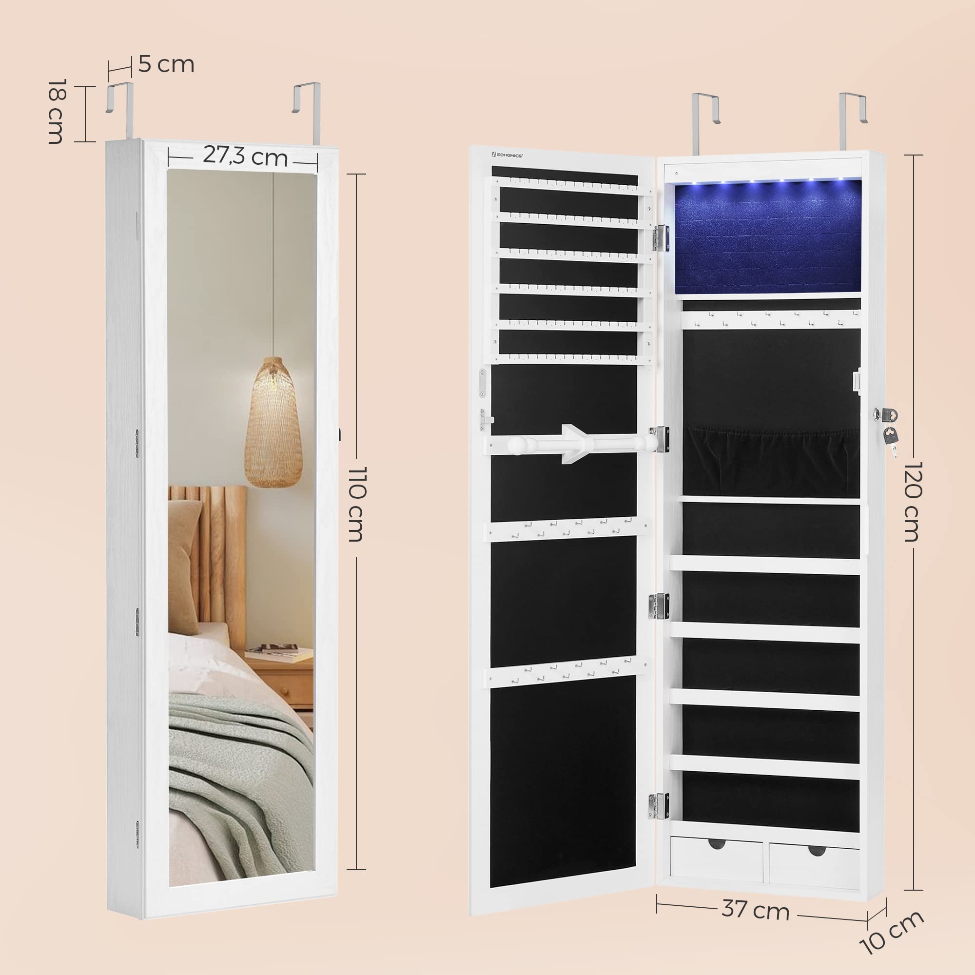 songmics-schmuckschrank-h-ngend-mit-spiegel-6-led-wei-holzmaserung image 6