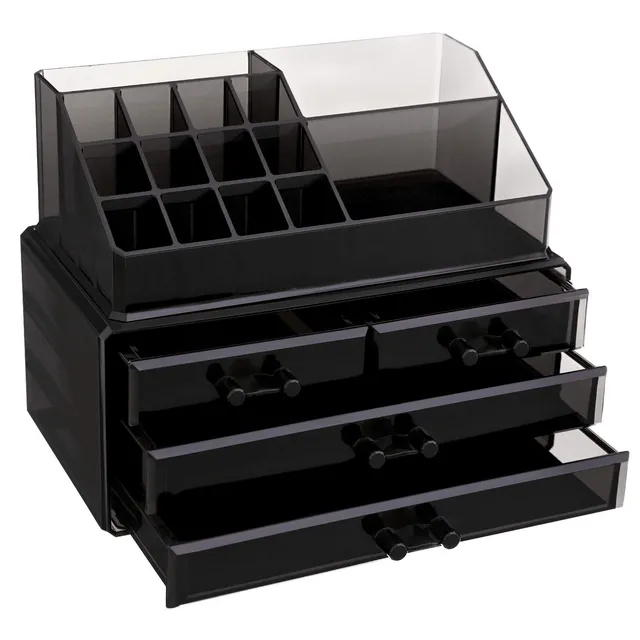 songmics-kosmetik-organizer-jka007bk-medium-schwarz-aus-acryl-mit-schubladen image 1
