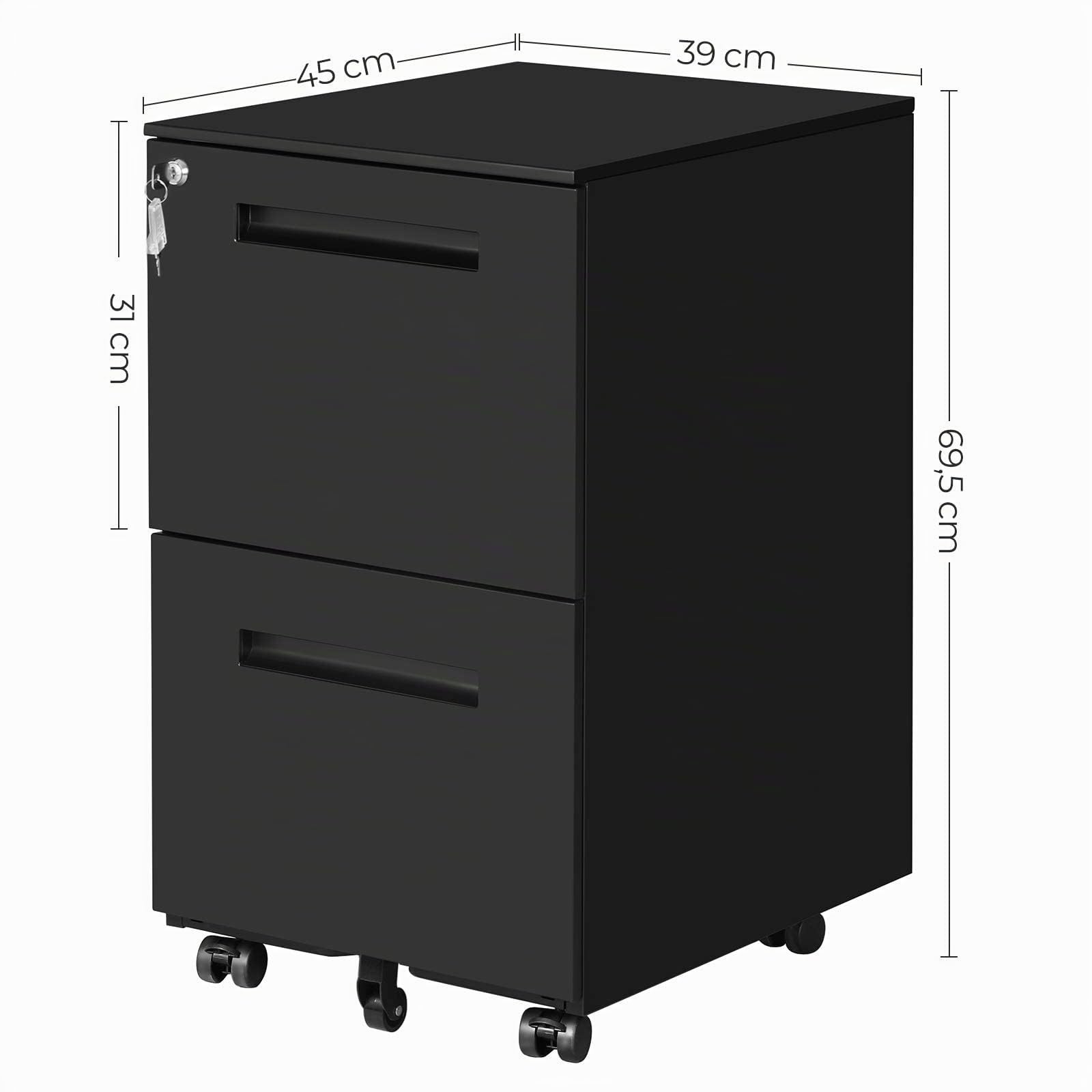 songmics-rollcontainer-ofc52bk-metall-2-schubladen-abschlie-bar-mattschwarz image 3