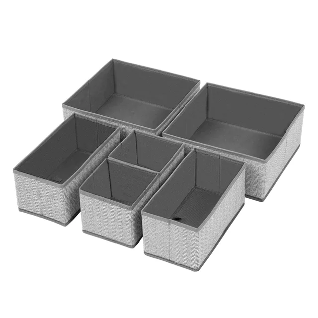 songmics-schubladen-organizer-6er-set-stoffboxen-grau image 1