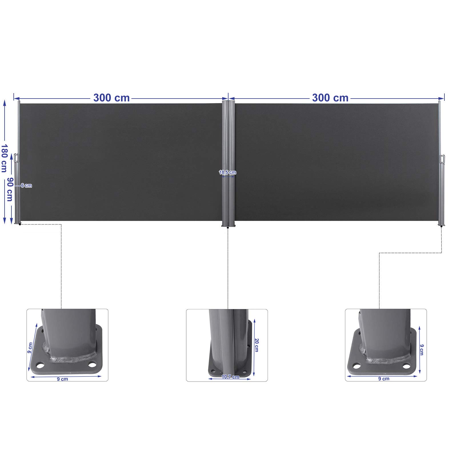 songmics-gsa360g-doppelseitenmarkise-1-8-x-6-m-seitenrollo-anthrazit image 2