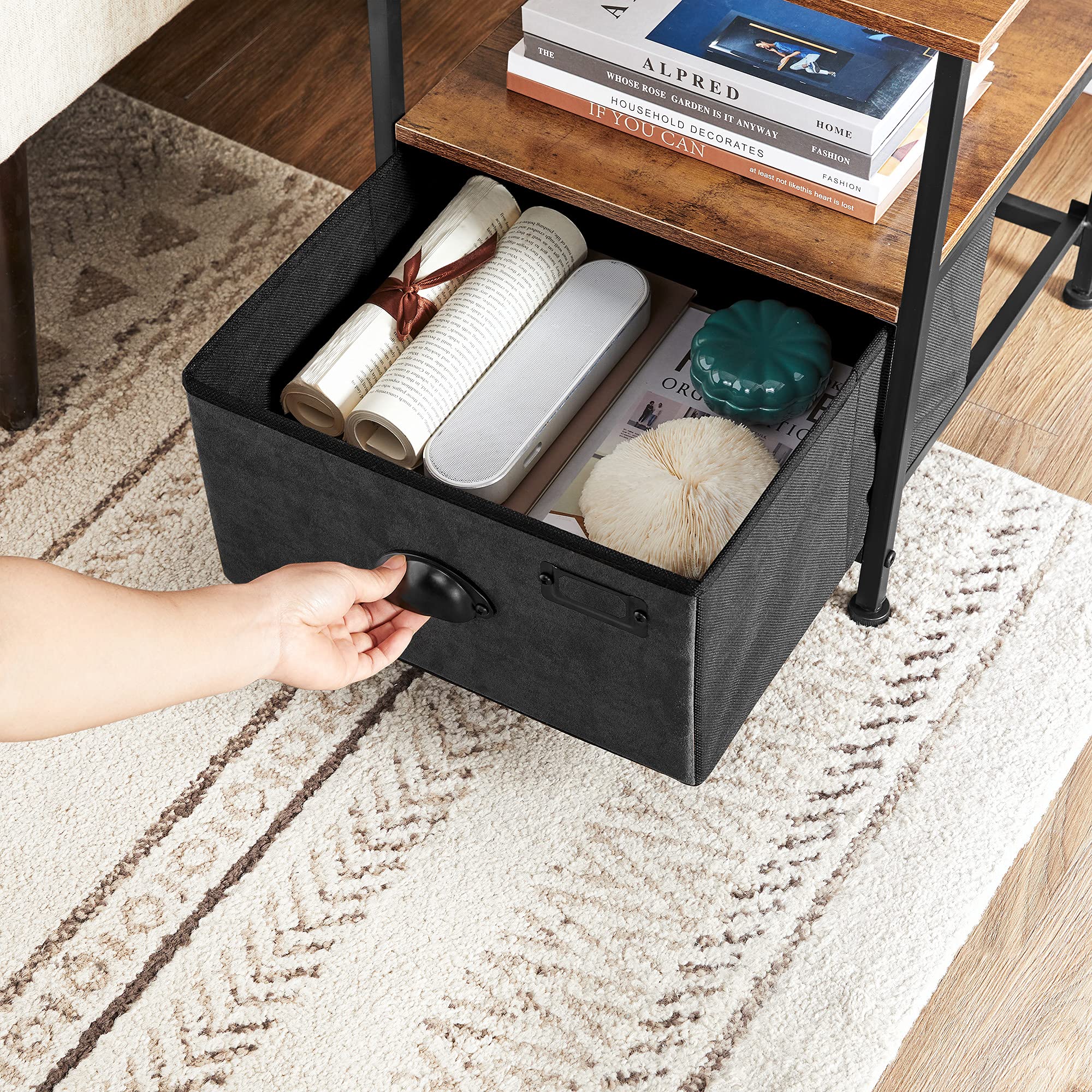 songmics-nachttisch-lvt02h-mit-schublade-und-2-ablagen-vintagebraun-schwarz image 6
