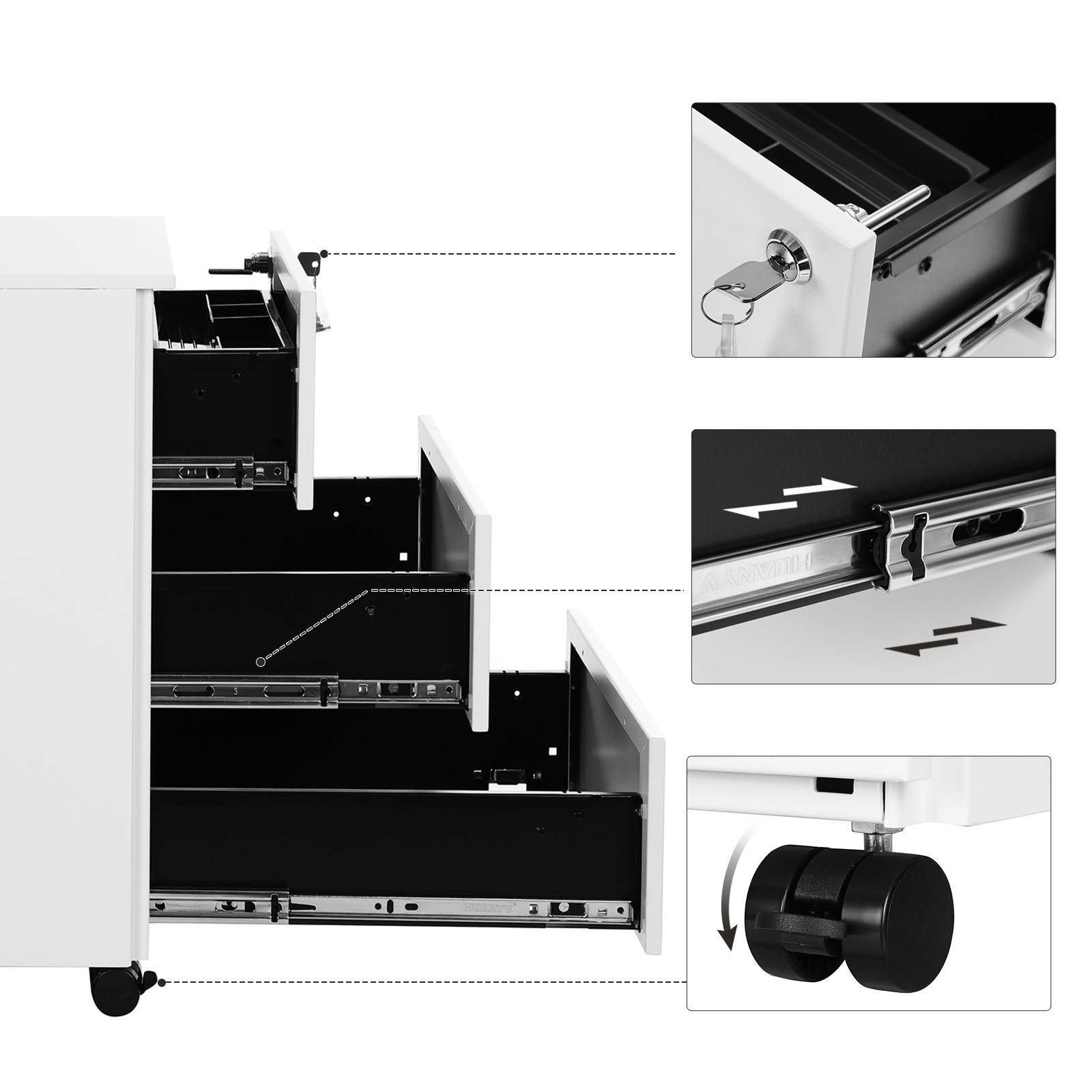 songmics-rollcontainer-ofc630wt-2er-set-wei-aktenschrank-mit-3-schubladen image 4