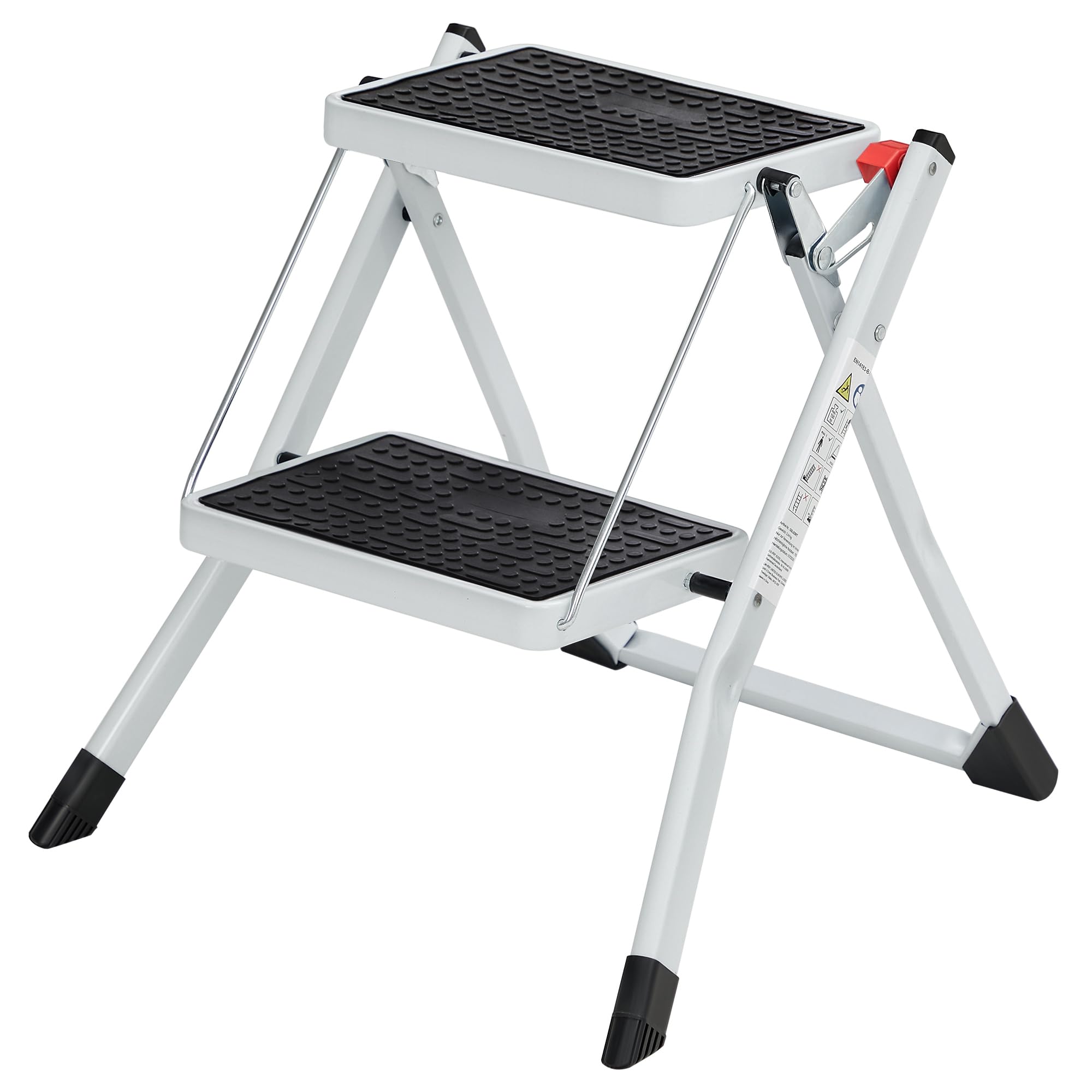 songmics-trittleiter-2-stufen-gsl02wt-stahl-wei-schwarz-150-kg image 1