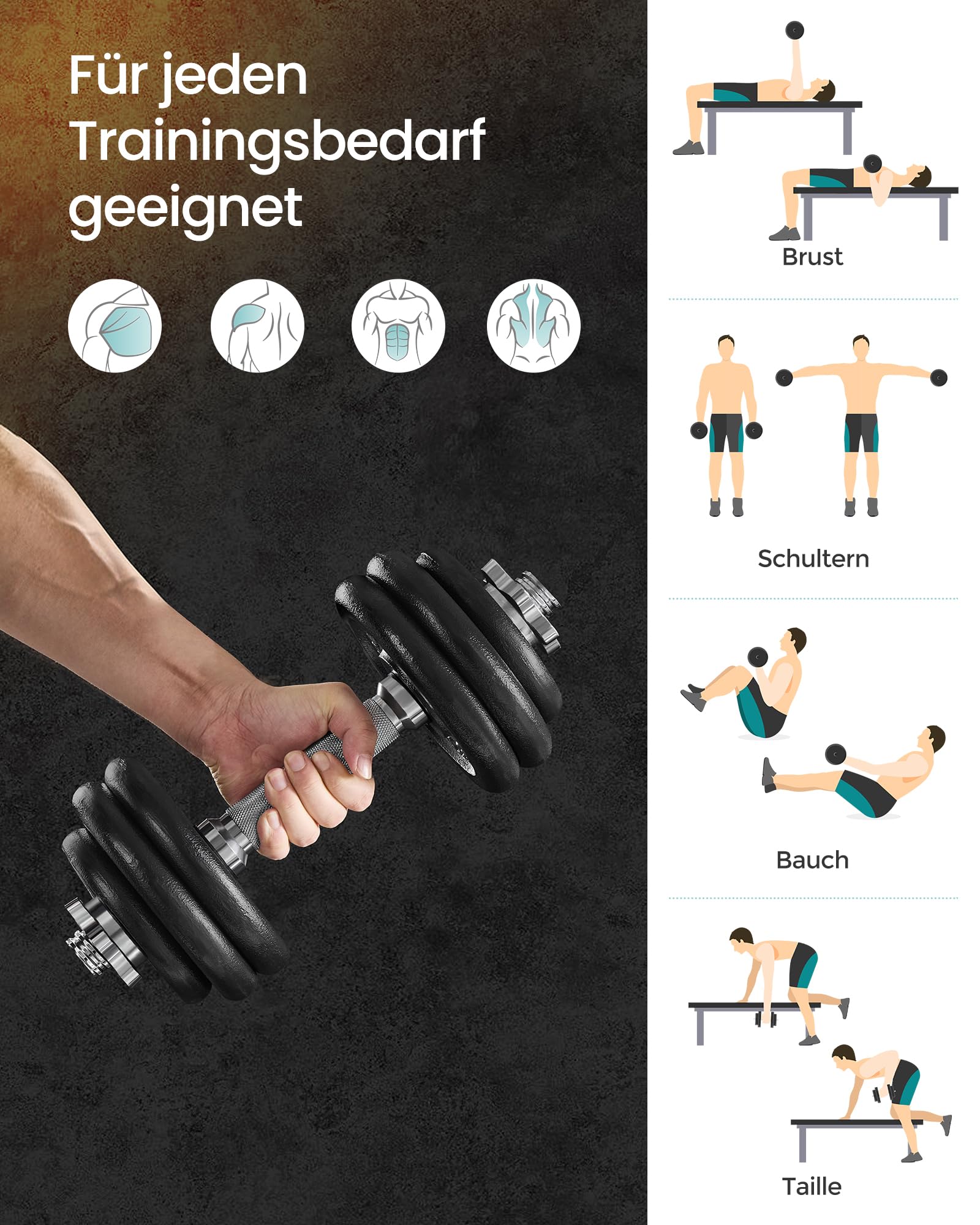 songmics-hantelset-gusseisen-verstellbar-30-kg-2x-15-kg-kurzhanteln-schwarz image 3
