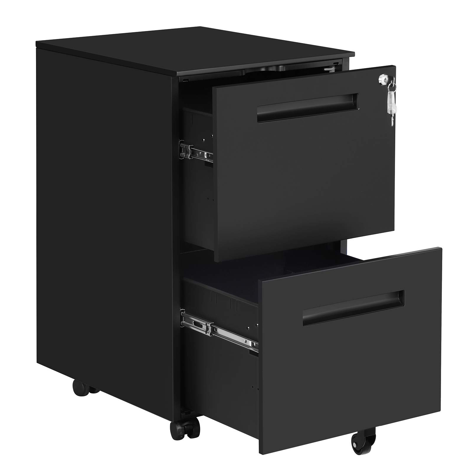 songmics-rollcontainer-ofc52bk-metall-2-schubladen-abschlie-bar-mattschwarz image 7