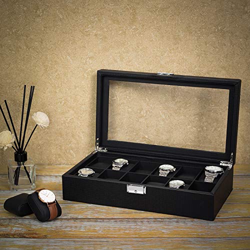 songmics-uhrenbox-12-f-cher-glasdeckel-schwarz-36-2-x-9-x-21-3-cm-jwb302h image 8