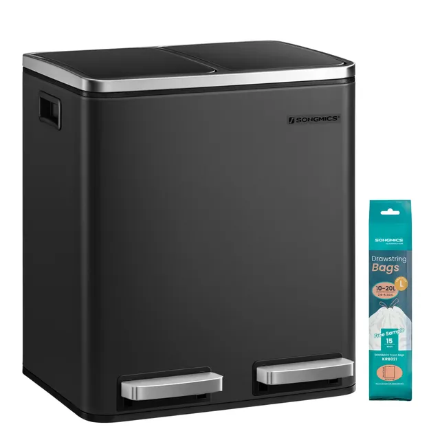 songmics-ltb30bk-treteimer-m-lltrennsystem-2-x-15-liter-stahl-schwarz image 1