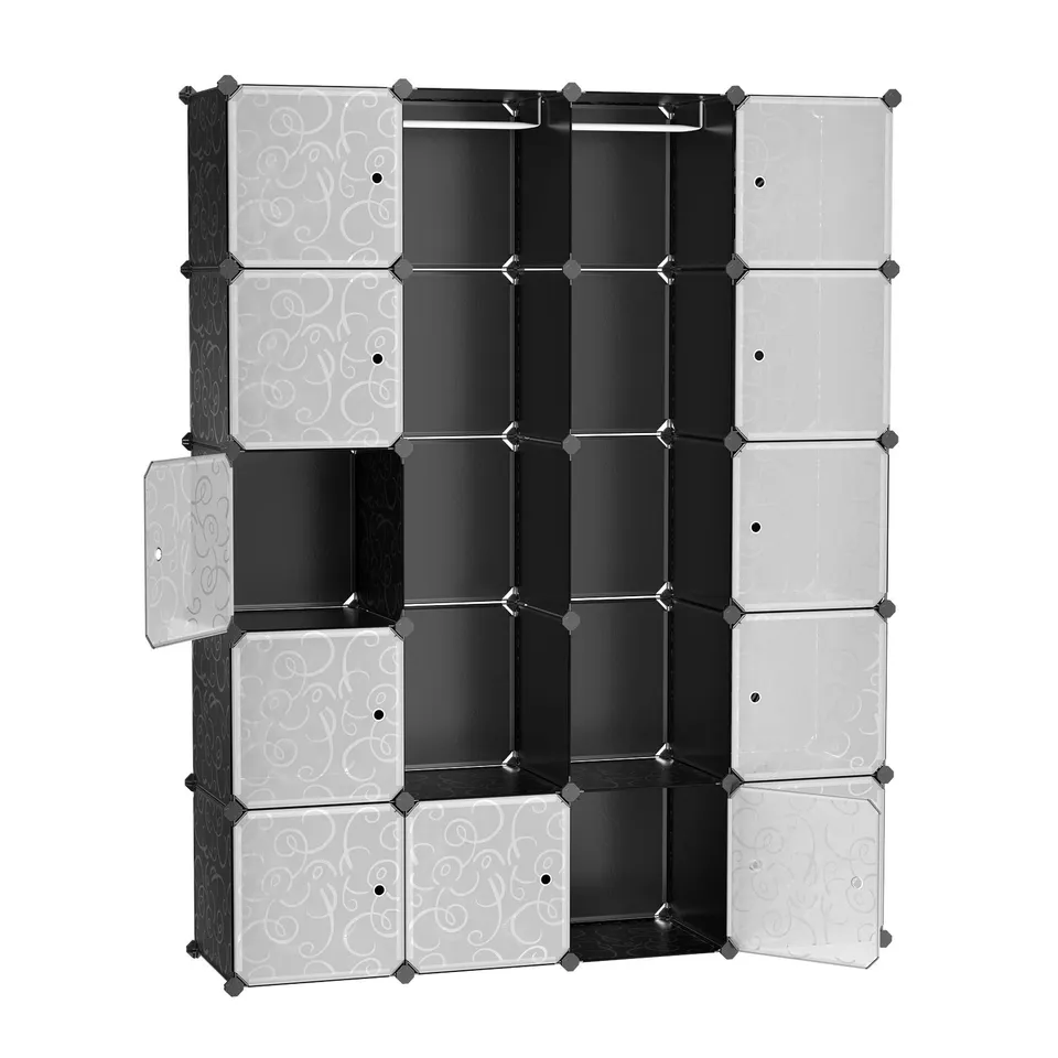 songmics-kleiderschrank-steckregal-lpc30h-143-x-178-x-36-cm-schwarz-mit-2-kleide image 1