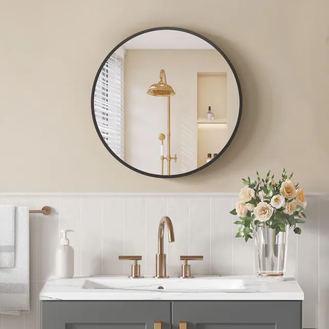 songmics-wandspiegel-rund-61-cm-lwm102bd03-metallrahmen-tintenschwarz image 1