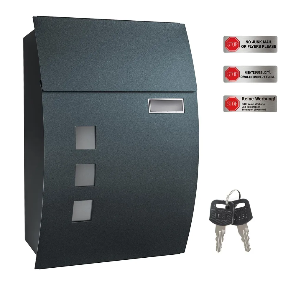 songmics-wandbriefkasten-gmb030g02-grau-anthrazit-mit-sichtfenster image 1