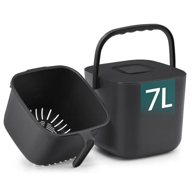 songmics-biom-lleimer-k-che-7-l-mit-deckel-abtropfkorb-und-tragegriff-schwarz image 1